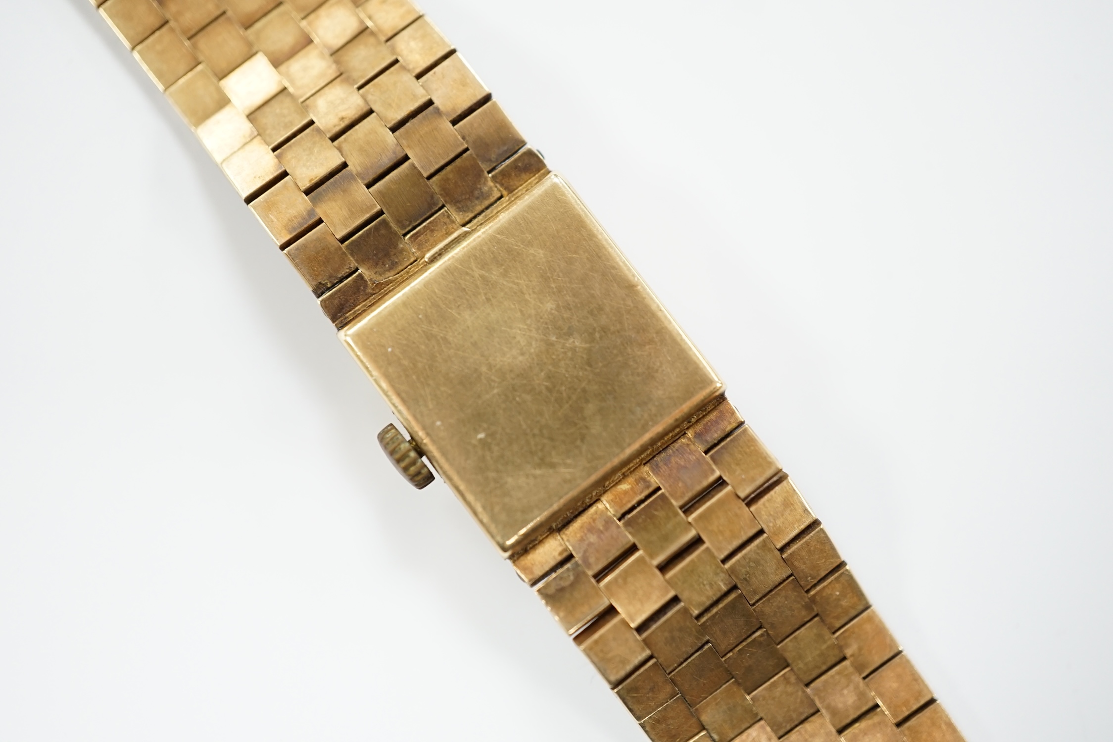A lady's 1960's 9ct gold Accurist manual wind bracelet wrist watch, overall 18cm
